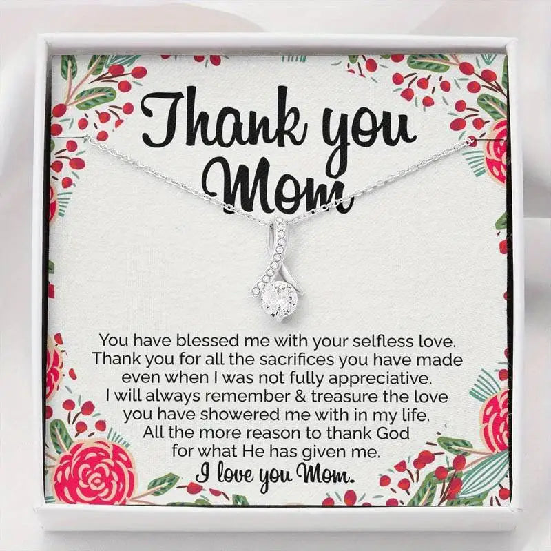 THANK YOU MOM to Mom Necklace, Sentimental Mom Gift from Daughter, Mom Necklace, Mom Birthday Gift from Daughter, Christmas Gift